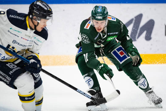 s Didrik Strömberg och Färjestads Joakim Nygård
