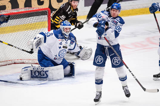 Leksands målvakt Axel Brage och Martin Karlsson