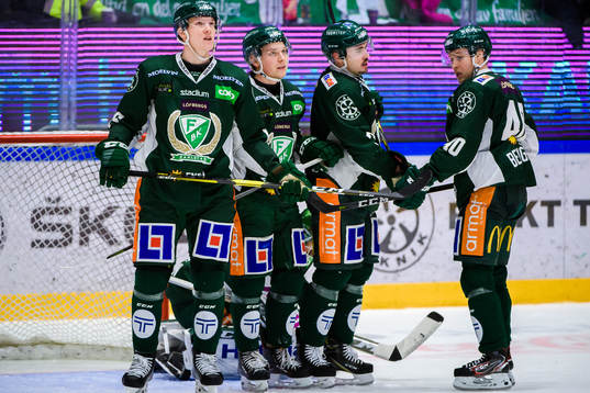 Färjestads Gustav Rydahl, Oskar Steen, Jens Westin och