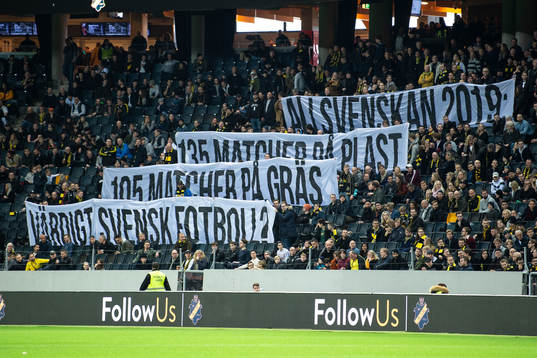 s supportrar håller upp banderoller