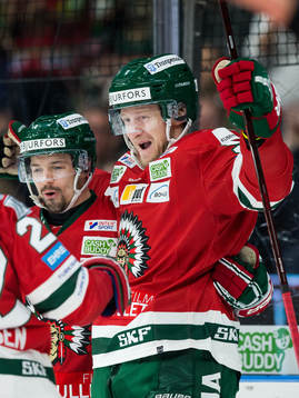 Frölundas David Printz jublar ihop med Patrik Carlsson