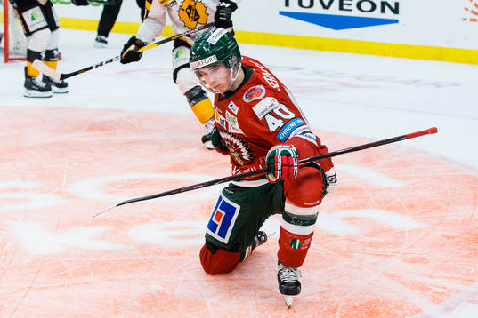 Frölundas Joel Mustonen jublar