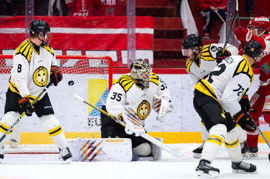 Brynäs målvakt David Rautio släpper 1-0 av Timrås
