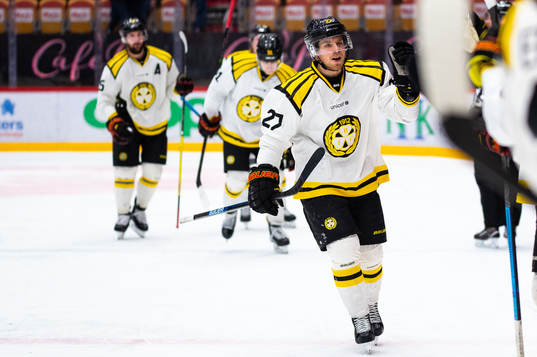 Brynäs Emil Forslund jublar