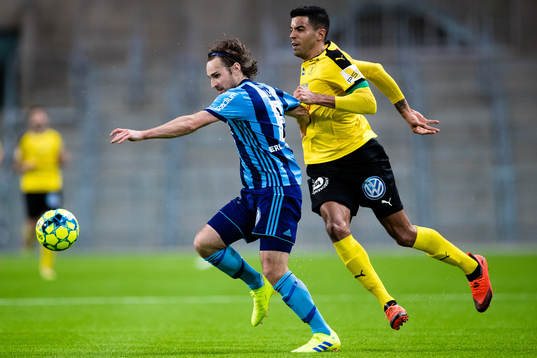 Djurgårdens Kevin Walker och Frejs Pedro Ribeiro