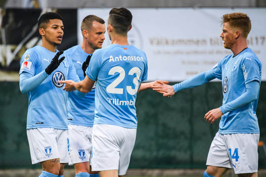 Malmö FFs Eric Larsson, Romain Gall, Marcus Antonsson och