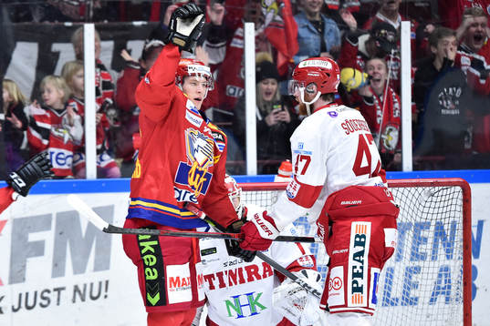 Malmö Redhawks Emil Sylvegård jublar
