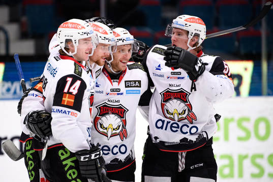 Malmö Redhawks spelare jublar