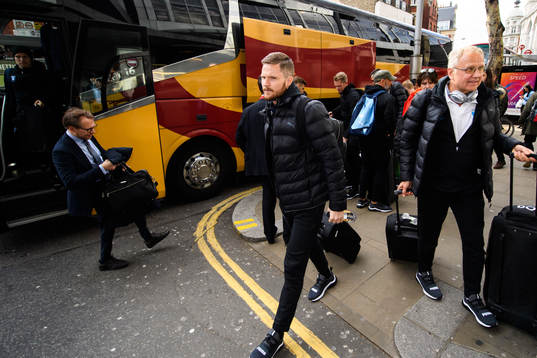 Lasse Nielsen of Malmö FF arrives at the hotel