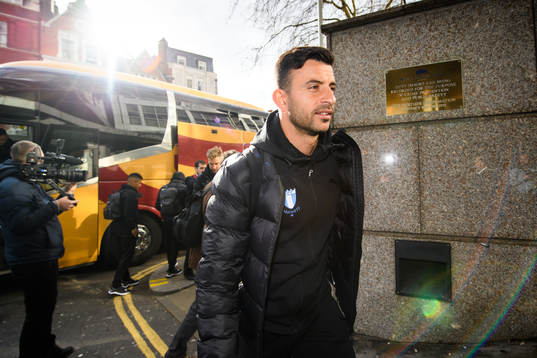 Behrang Safari of Malmö FF arrives at the hotel