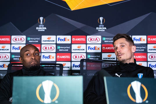 Fouad Bachirou and Markus Rosenberg of Malmö FF