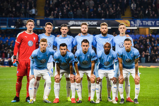 Players of Malmö FF poses for a team group photo