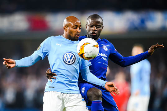 Fouad Bachirou of Malmö FF and N'Golo Kante of Chelsea