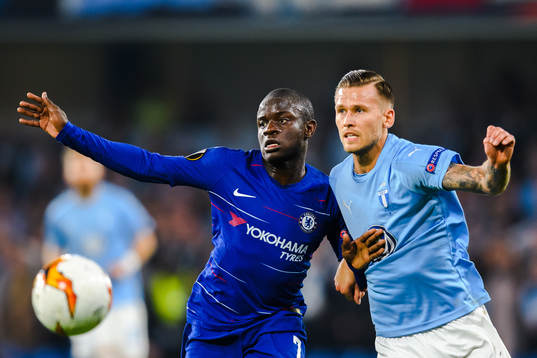 N'Golo Kante of Chelsea and Arnor Traustason of Malmö FF