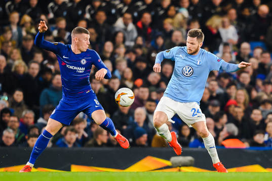 Ross Barkley of Chelsea and Lasse Nielsen of Malmö FF