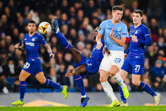 Antonio Rüdiger of Chelsea and Marcus Antonsson of Malmö