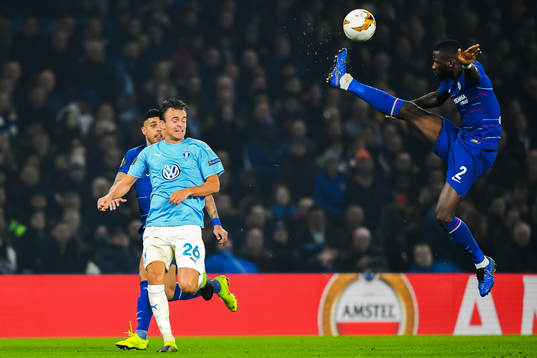 Andreas Vindheim of Malmö FF and Antonio Rüdiger of