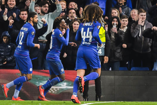 Callum Hudson-Odoi of Chelsea celebrates