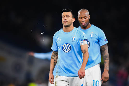 Behrang Safari and Carlos Strandberg of Malmö FF looks