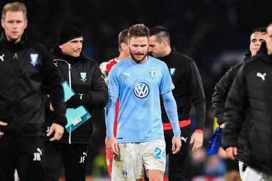 Lasse Nielsen of Malmö FF looks dejected