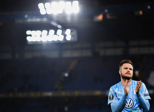 Lasse Nielsen of Malmö FF looks dejected