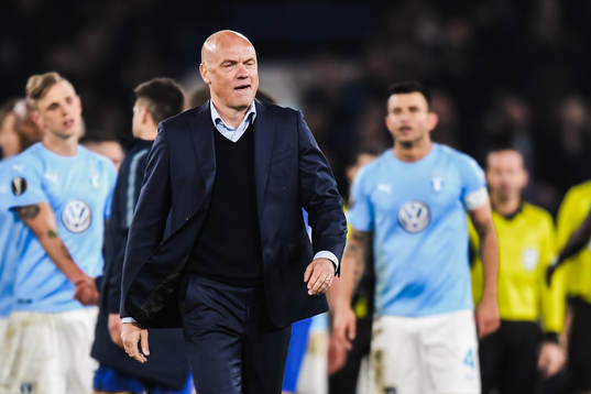 Uwe Rösler, head coach of Malmö FF looks dejected