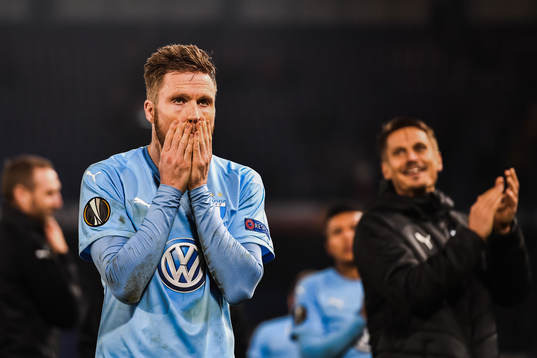 Lasse Nielsen of Malmö FF looks dejected