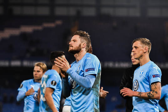 Lasse Nielsen and Yahya Kalley of Malmö FF looks dejected