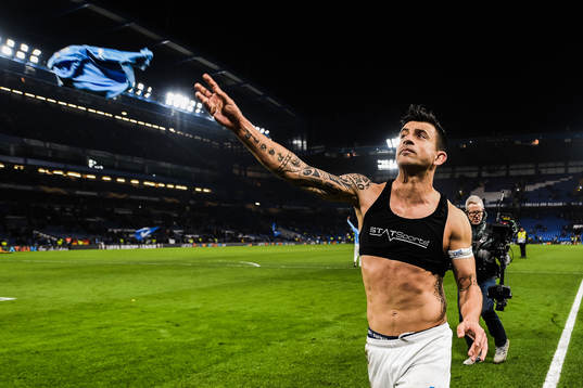 Behrang Safari of Malmö FF throws away his shirt