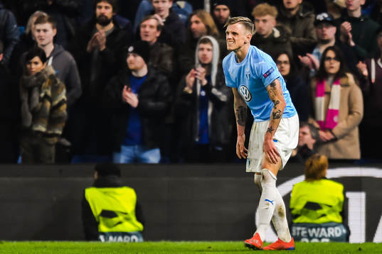 Sören Rieks of Malmö FF in pain