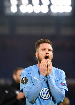 Lasse Nielsen of Malmö FF looks dejected