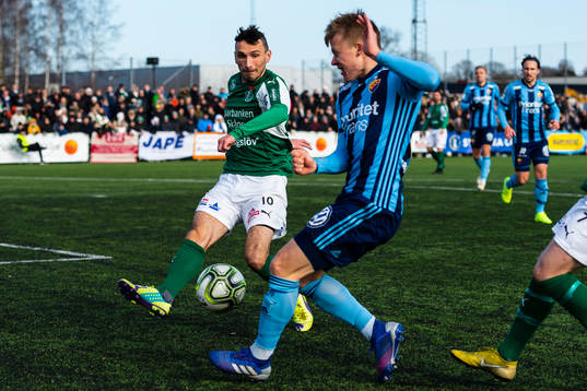 Hässleholms Burim Rexhepi och Djurgårdens Elliot Käck