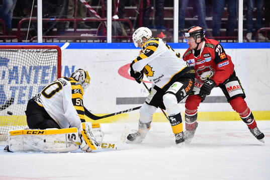 Skellefteås målvakt Mantas Armalis och Albin Eriksson