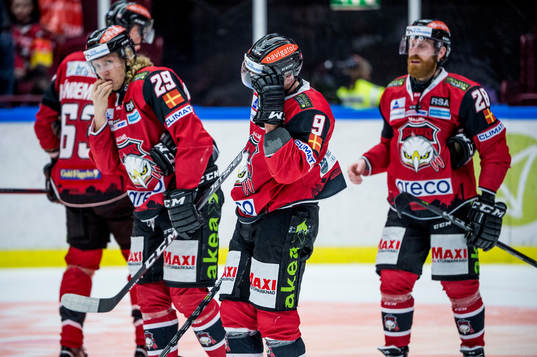 Malmö Redhawks Marcus Sylvegård, Johan Olofsson och Jens
