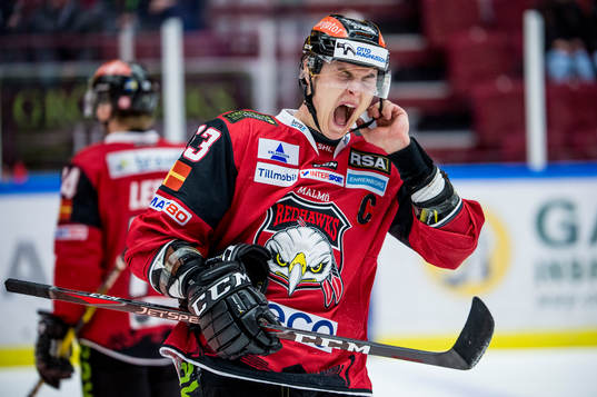 Malmö Redhawks Fredrik Händemark grinar illa
