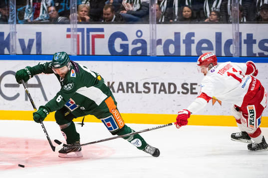 Färjestads Mikael Wikstrand och Timrås Henrik Törnqvist