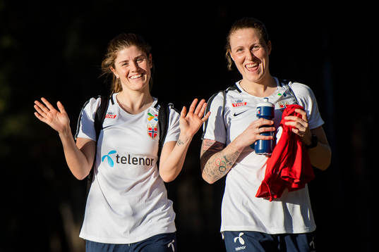 Maren Mjelde and Isabell Herlovsen of Norway