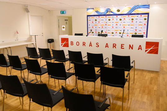 Interiör i Borås arenas pressrum