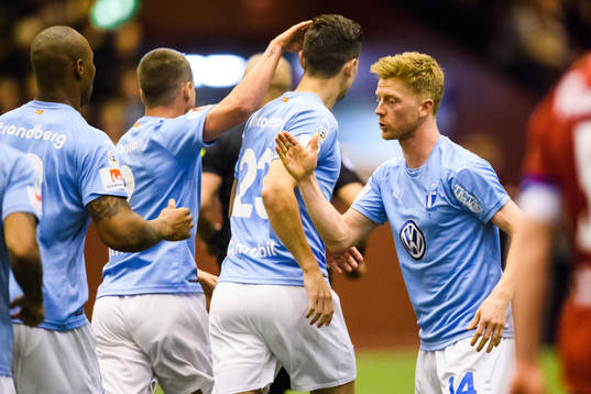 Malmö FFs Anders Christiansen och Marcus Antonsson jublar