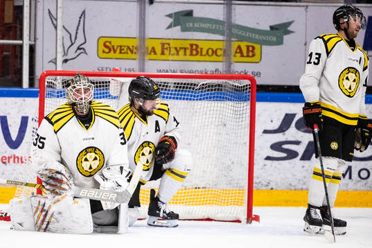 Brynäs målvakt David Rautio och Daniel Paille och Ryan