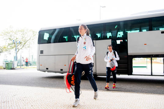 Goalkeeper Cecilie Fiskerstrand of Norway arrives the