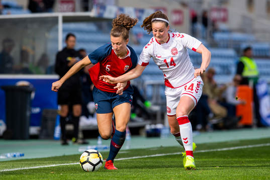 Synne Skinnes Hansen of Norway and Nicoline Sørensen of