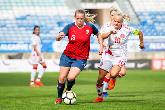 Therese Sessy Åsland of Norway and Pernille Harder of