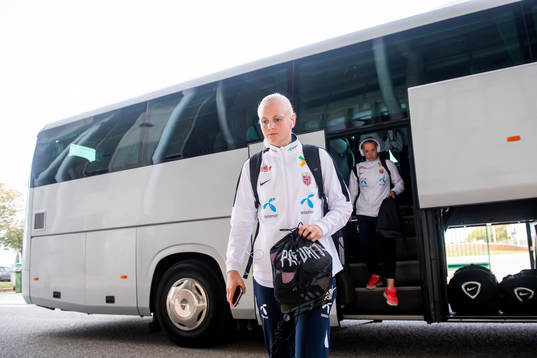 Karina Sævik of Norway arrives the stadium