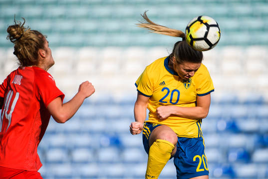 Mimmi Larsson of Sweden  scores 1-0