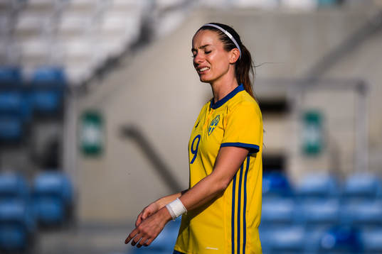 Kosovare Asllani of Sweden  looks dejected
