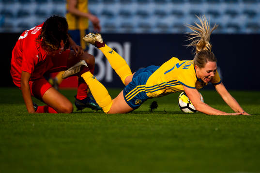 Mimmi Larsson of Sweden falls
