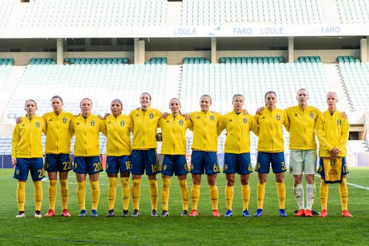 Players of Sweden line up
