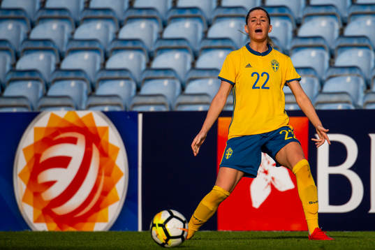 Olivia Schough of Sweden looks dejected