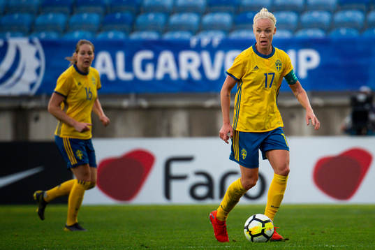 Mia Carlsson and Caroline Seger of Sweden